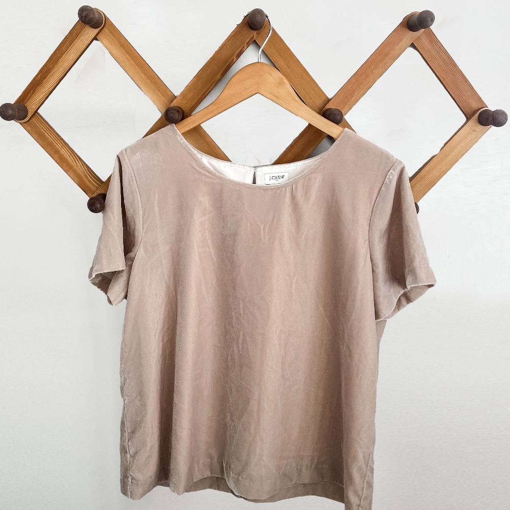 J.Crew - Blush Velvet Short Sleeve Top